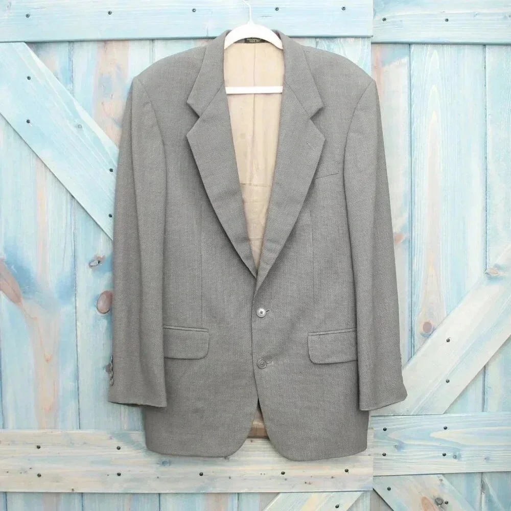 Vintage Oscar de la Renta Size 39L Suit Jacket Blazer Gray